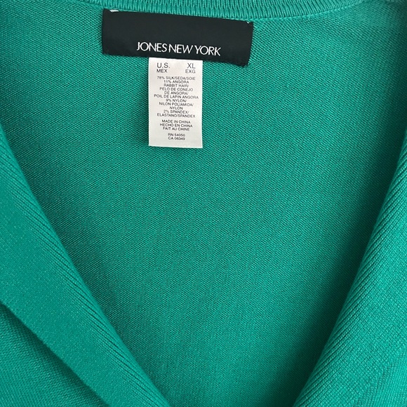 Jones New York Teal Green Button-Front Shawl Collar Cardigan - Picture 2 of 3